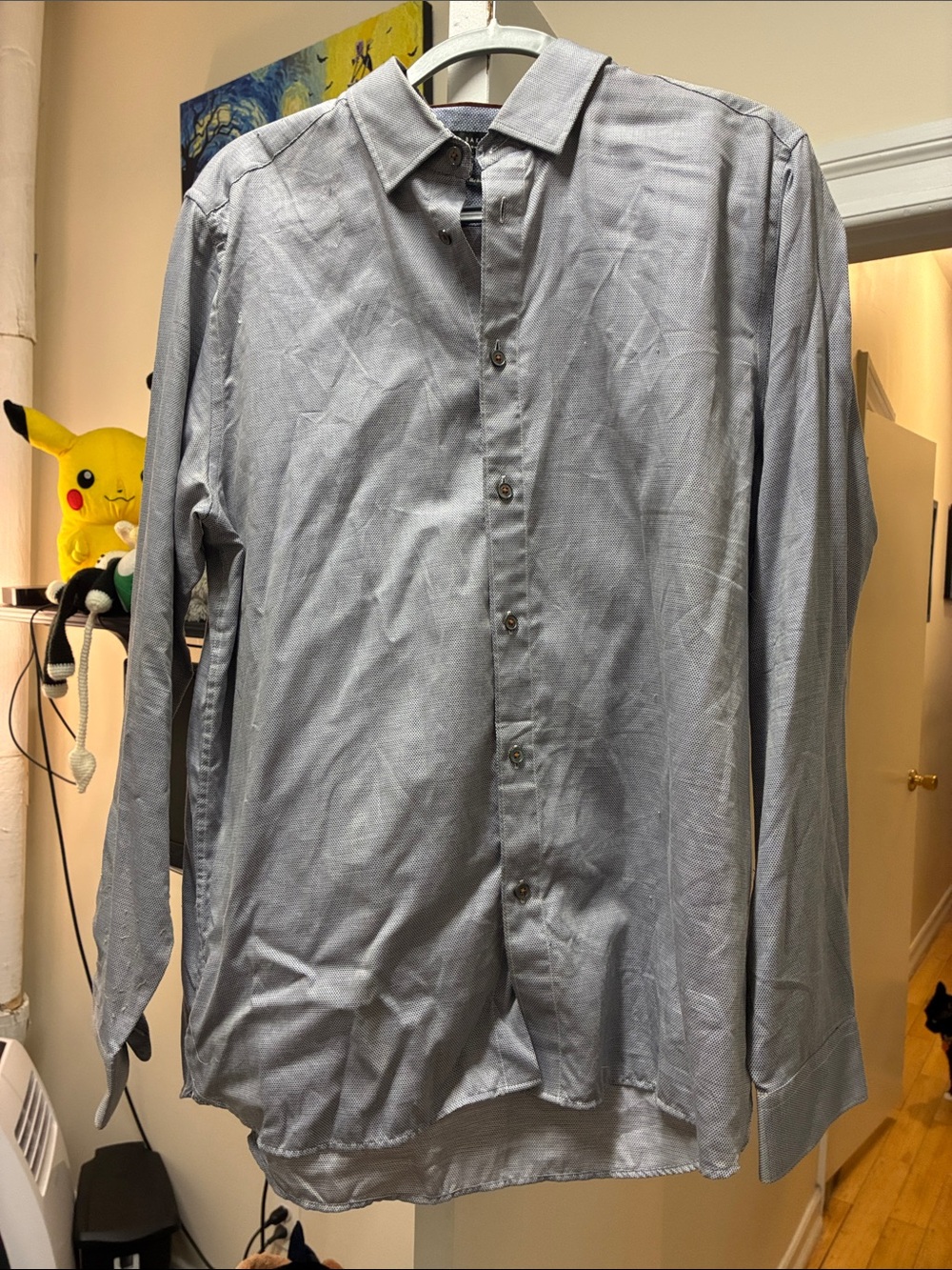 Ted Baker Men's Light Gray Button-Up Dress Shirt